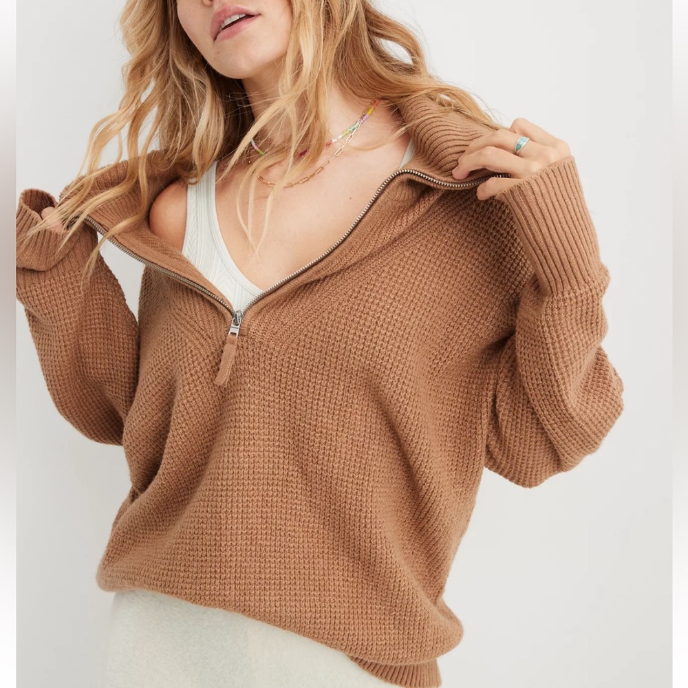 Aerie Brown Women's Cowl Neck Sweater